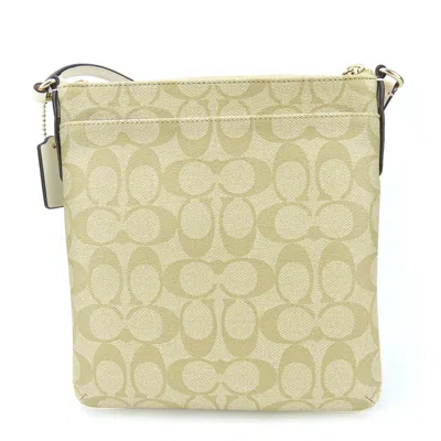 Pre-owned Coach Signature Beige White Pvc Leather Shoulder Bag ()
