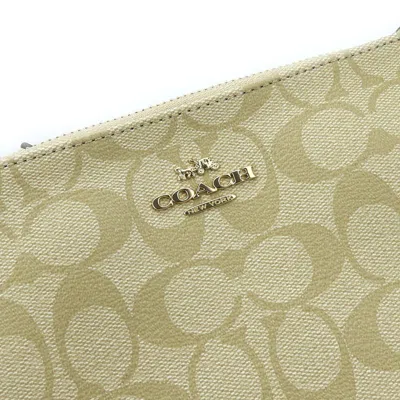 Pre-owned Coach Signature Beige White Pvc Leather Shoulder Bag ()