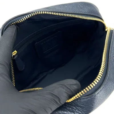 Pre-owned Coach Signature Navy White Denim Leather Shoulder Bag ()