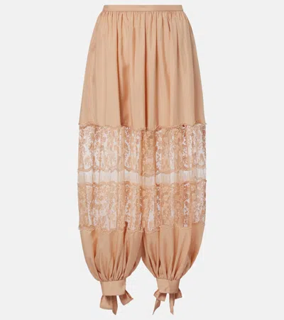 Chloé Lace-trimmed Silk Palazzo Pants