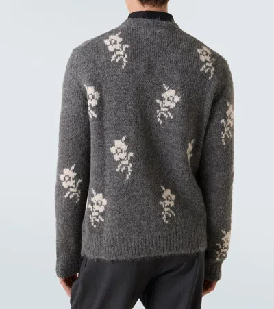 Jil Sander Alpaca Blend Sweater Embroidered Flowers In Gray