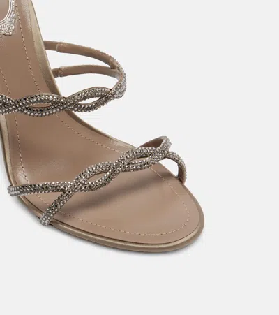 René Caovilla Cleo 105 Braided Embellished Satin Sandals In Gray