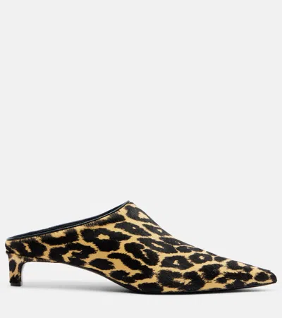 Jil Sander Pointy Leopard-print Calf Hair Mules