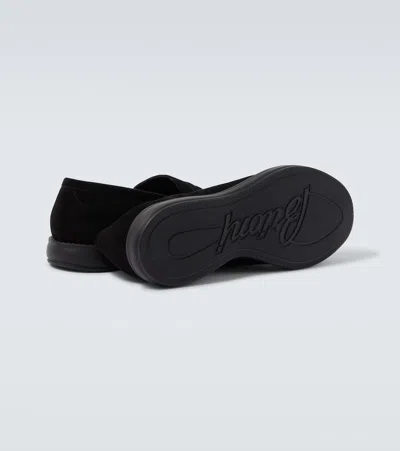 Brioni Suede Penny Loafers In Black