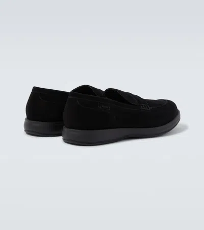 Brioni Suede Penny Loafers In Black