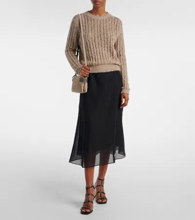 Brunello Cucinelli Silk Organza Midi Skirt