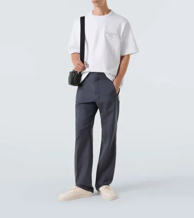Prada Logo Oversized Cotton Jersey T-shirt In White