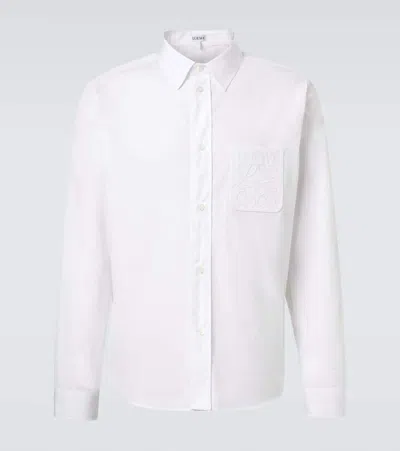 Loewe Embroidered Anagram Long-sleeved Shirt In White