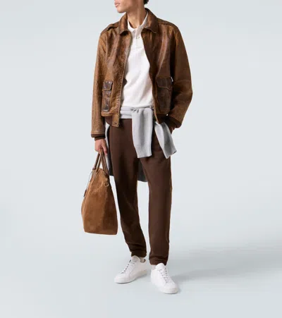 Polo Ralph Lauren Brown Jogger Pants In Cotton Blend In Brown
