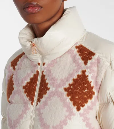 Moncler Megara Wool-trimmed Short Down Jacket Multicolor In Neutral