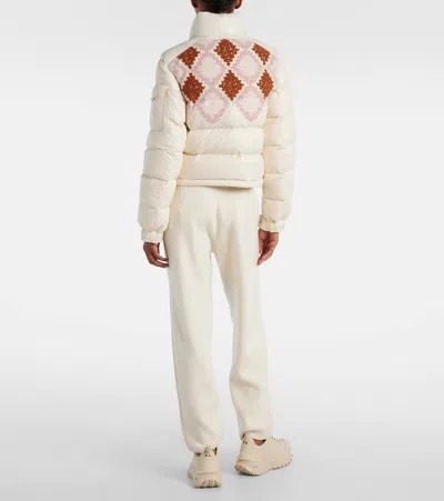 Moncler Megara Wool-trimmed Short Down Jacket Multicolor In Neutral