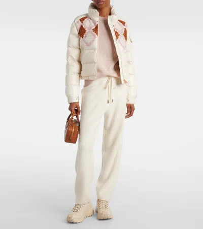 Moncler Megara Wool-trimmed Short Down Jacket Multicolor In Neutral