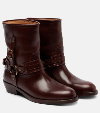 Isabel Marant Leather Buckle Ankle Boots