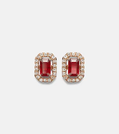 Shay Jewelry 18kt Rose Gold Earrings With Rubies And Diamonds