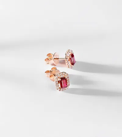 Shay Jewelry 18kt Rose Gold Earrings With Rubies And Diamonds