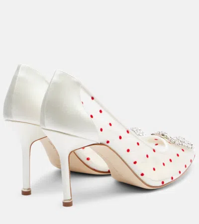Manolo Blahnik Hangisi Polka-dot Mesh Pumps In White