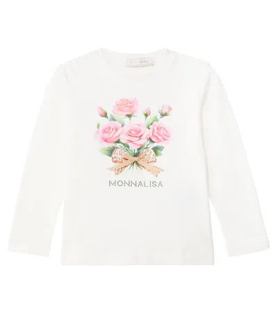Monnalisa Floral-print Long Sleeve Top In White