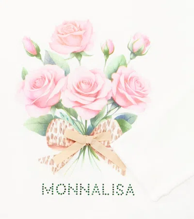 Monnalisa Floral-print Long Sleeve Top In White