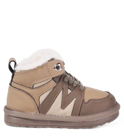 Monnalisa Leather Boots In Brown