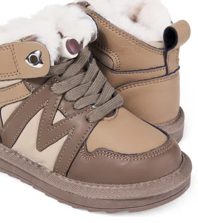Monnalisa Leather Boots In Brown