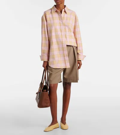 Rohe Check Flannel Overshirt Pink Beige Check In Neutral