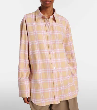Rohe Check Flannel Overshirt Pink Beige Check In Neutral