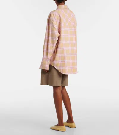 Rohe Check Flannel Overshirt Pink Beige Check In Neutral