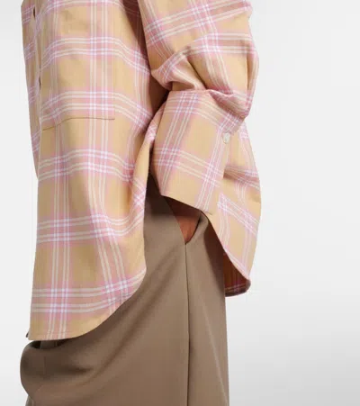 Rohe Check Flannel Overshirt Pink Beige Check In Neutral