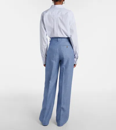 Polo Ralph Lauren Linen And Cotton Twill Wide-leg Pants
