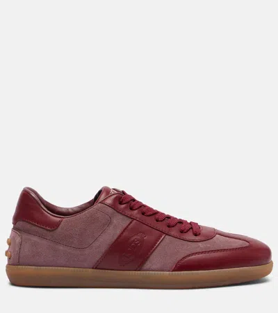 Tod's Retro Leather And Suede Sneakers
