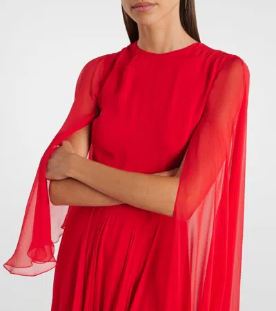 Givenchy Draped Evening Dress In Chiffon With Cape In Red