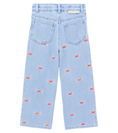 Stella Mccartney Ide-leg Jeans With Embroidery Kids In Blue