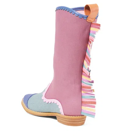 Stella Mccartney Embroidered Ankle Boots In Pink