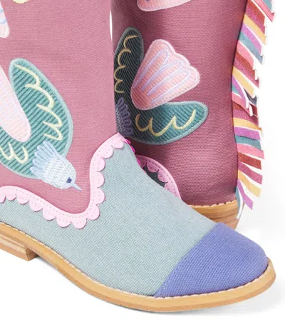 Stella Mccartney Embroidered Ankle Boots In Pink