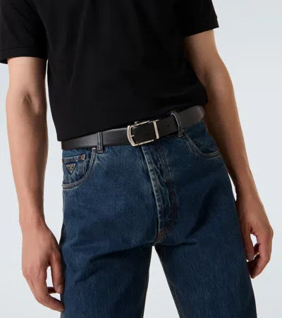 Prada Reversible Saffiano And Leather Belt