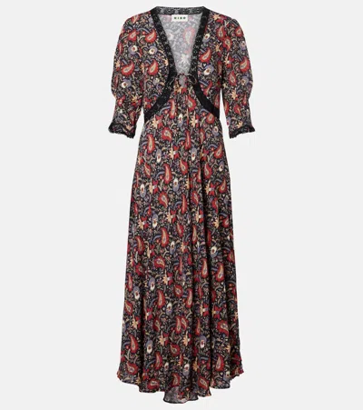 Rixo London Amina Floral Crêpe De Chine Midi Dress