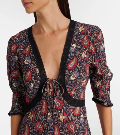 Rixo London Amina Floral Crêpe De Chine Midi Dress