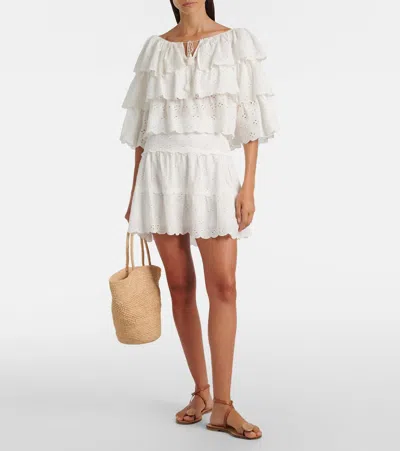 Rixo London Cassandra Scalloped Cotton Miniskirt