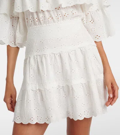 Rixo London Cassandra Scalloped Cotton Miniskirt