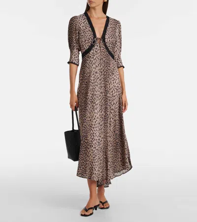 Rixo London Amina Printed Crêpe De Chine Midi Dress