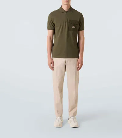 Moncler Cotton Piqué Polo Shirt In Green
