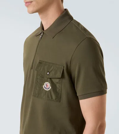 Moncler Cotton Piqué Polo Shirt In Green