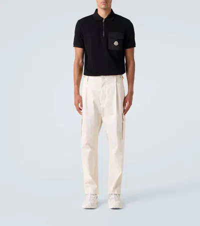 Moncler Cotton Piquet Polo Shirt With Pocket Clothing In Black