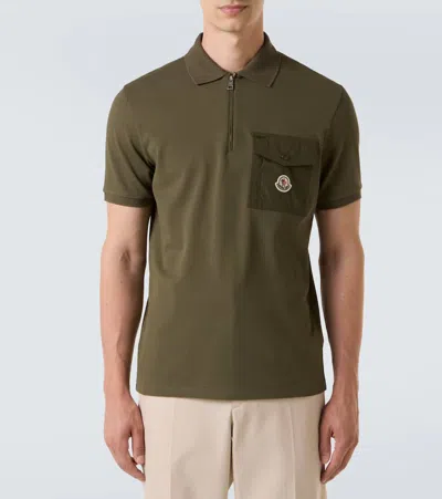 Moncler Cotton Piqué Polo Shirt In Green