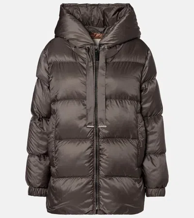 Max Mara Quilted Down Coat With Hood And Front Zipper Closure In Gray
