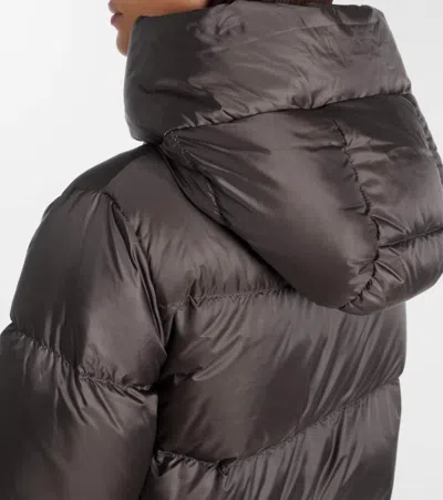 Max Mara Quilted Down Coat With Hood And Front Zipper Closure In Gray