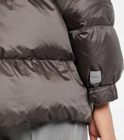 Max Mara Quilted Down Coat With Hood And Front Zipper Closure In Gray