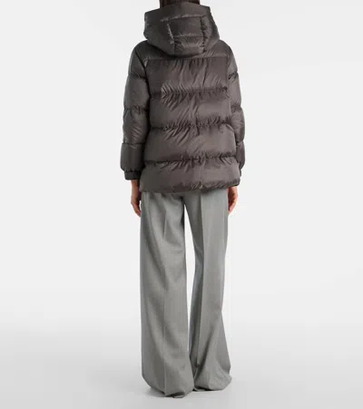 Max Mara Quilted Down Coat With Hood And Front Zipper Closure In Gray