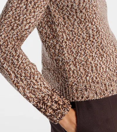 Moncler Marled Wool Crewneck Sweater In Brown