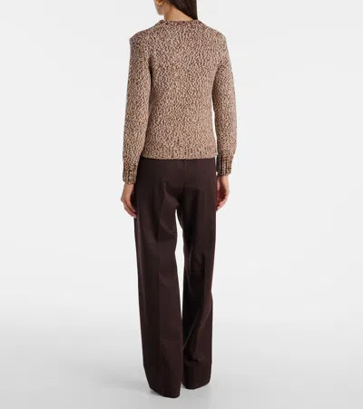 Moncler Marled Wool Crewneck Sweater In Brown